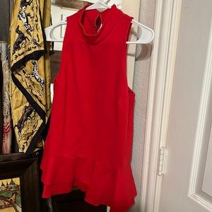 Anthropologie Red peplum mock turtle neck top. Sz S